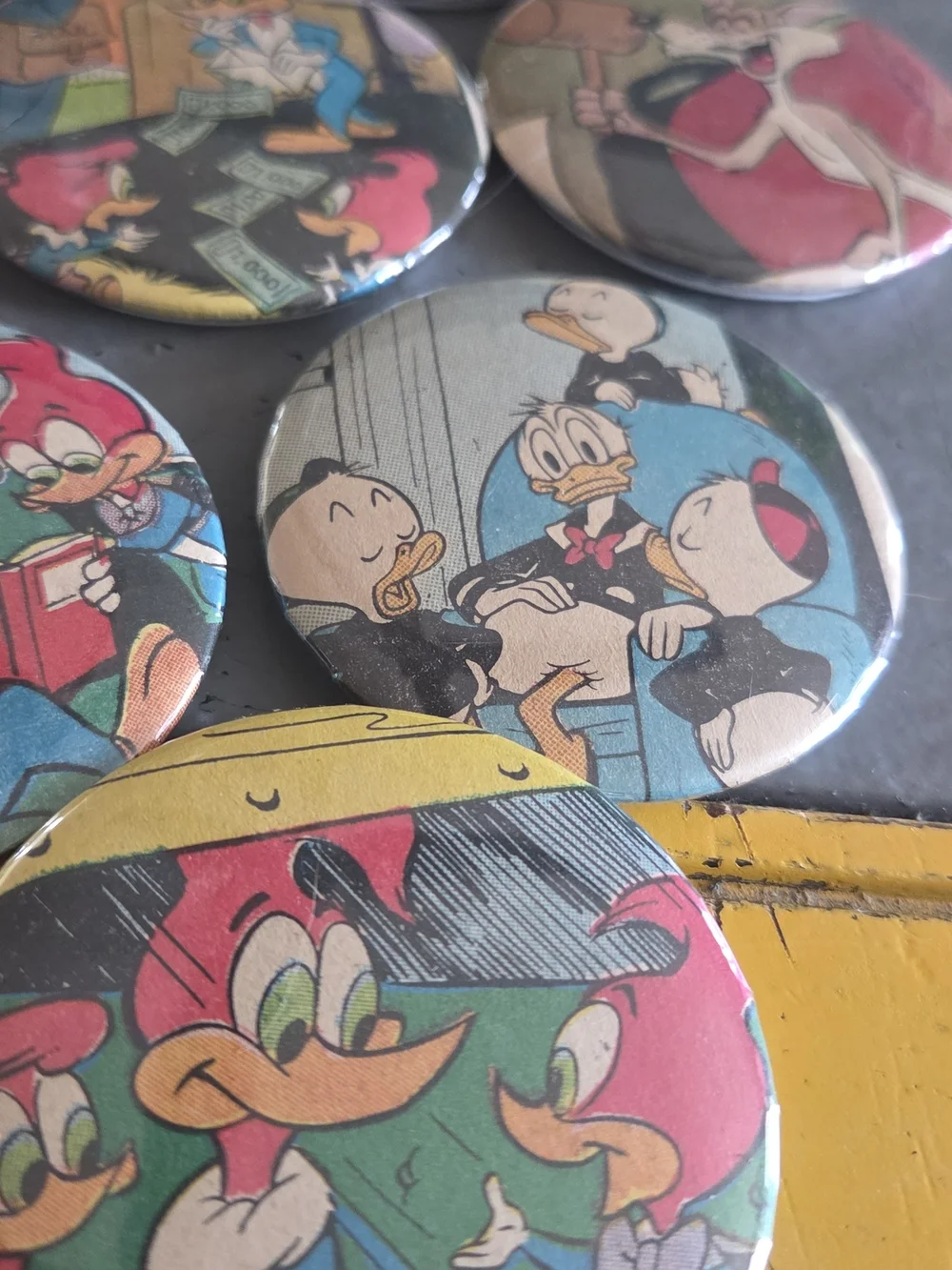 Vintage Cartoon Magnet Button Set - Colorful Disney & Looney Style Characters